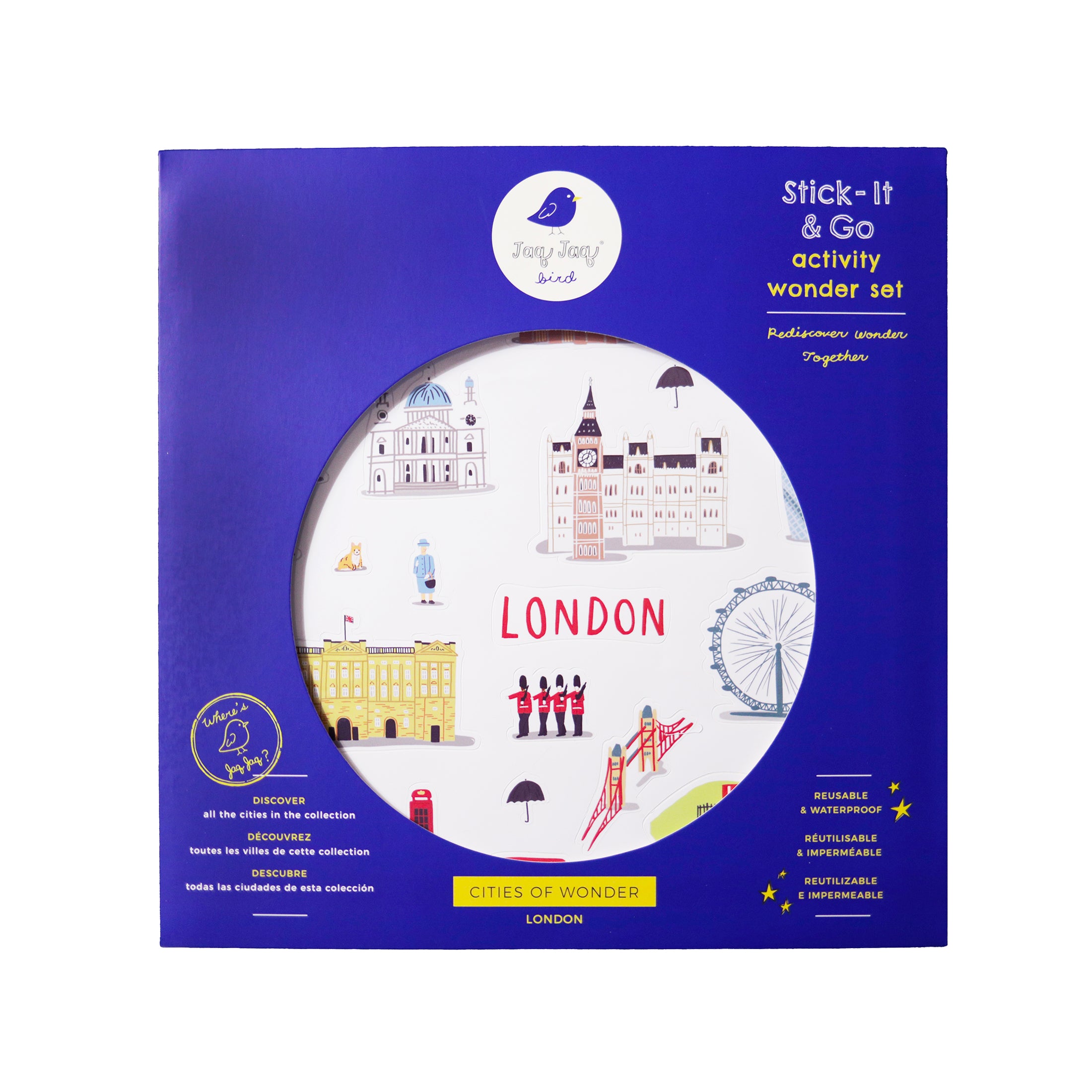 Jaq Jaq Bird London Waterproof Reusable Sticker Play Set, Educational Stickers Jaq Jaq Bird London Waterproof Reusable Sticker Play Set, Educational Stickers