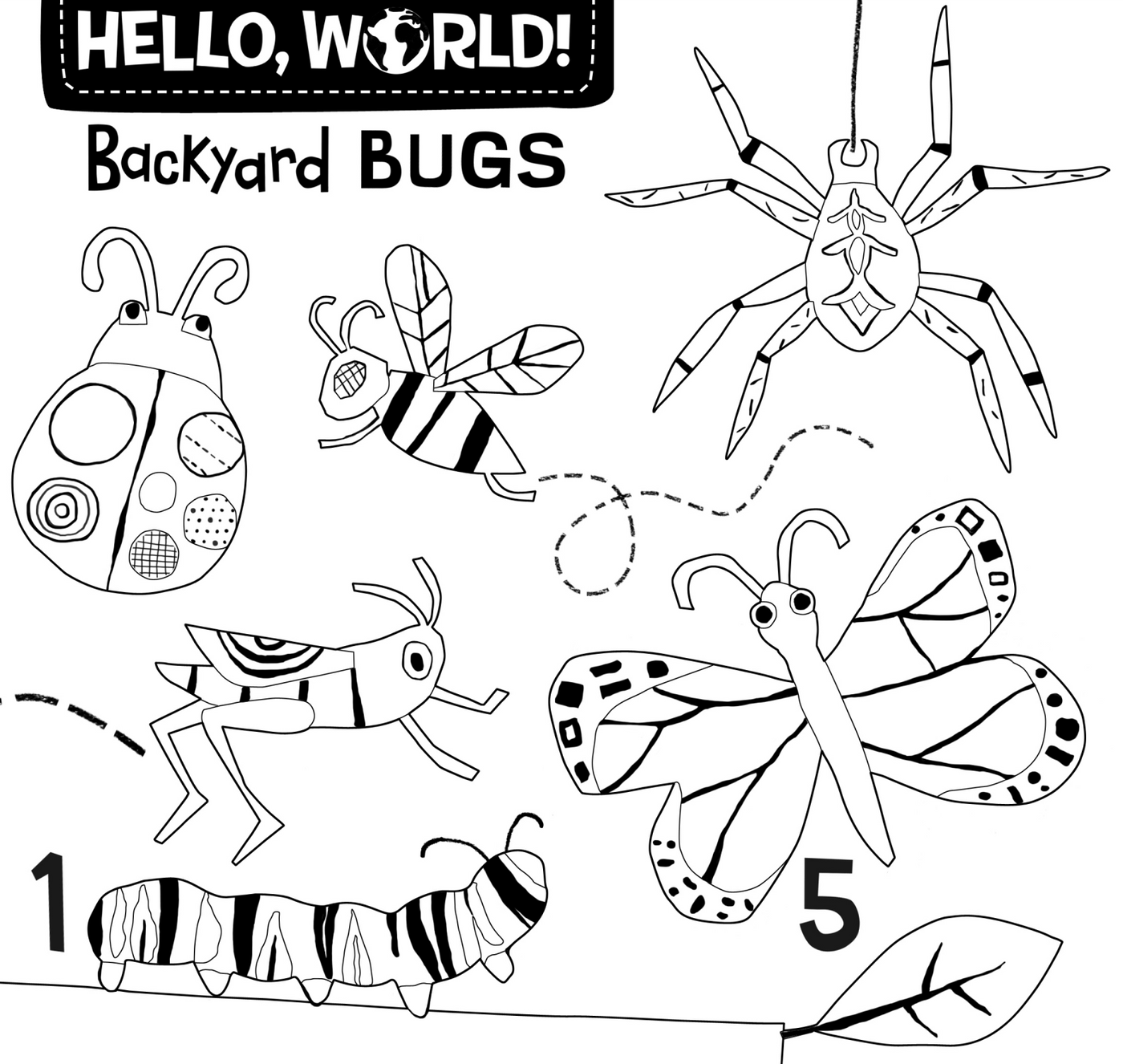 Jaq Jaq Bird brings Bugs Printable World Color Sheets